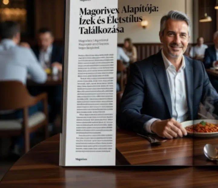 Magazinoldal, amely a Magorivex fine dining fogásait és elegáns kaszinó szalonját mutatja be.