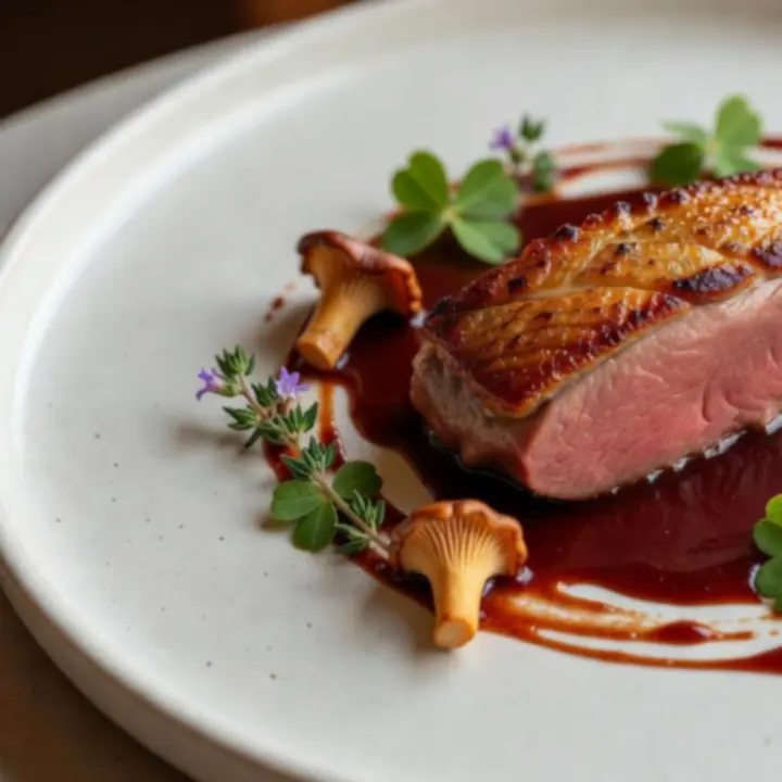 Közeli felvétel többfogásos chef's tasting menüről, kifinomult tálalással